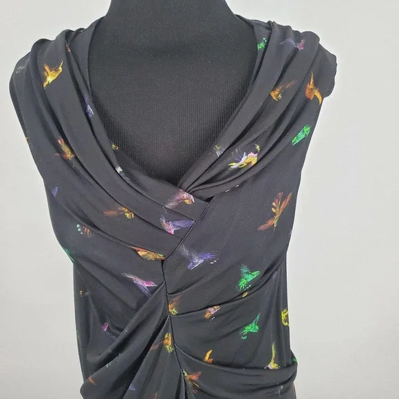 NEW Alexander McQueen SZ XS Black Butterfly Ruched Cocktail Dress 2012 Bodycon - Picture 3 of 12